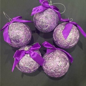 Set of 5x Macy’s Purple Plastic Ornaments